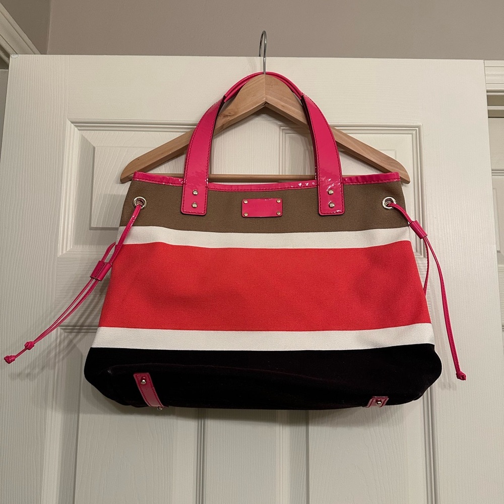 Kate Spade Pink, Tan, White, and Black Tote Bag